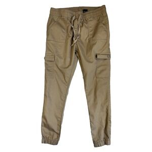 V.I.P. Juniors 17 Tan Twill Cargo Joggers Athleisure Active Urban Streetwear